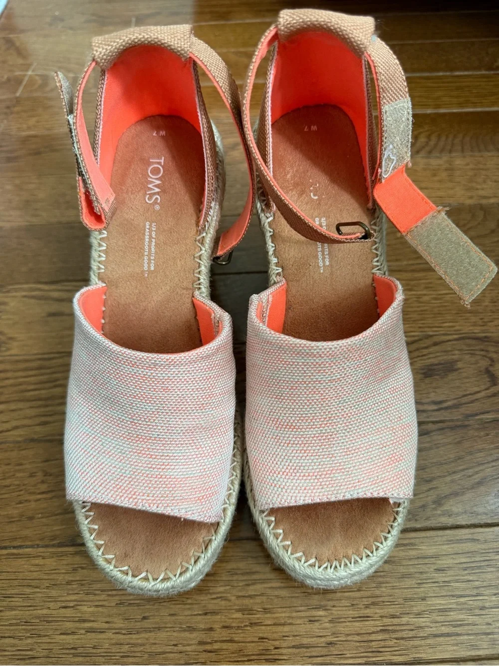 TOMS Women’s Coral Canvas Espadrille Wedge Sandals